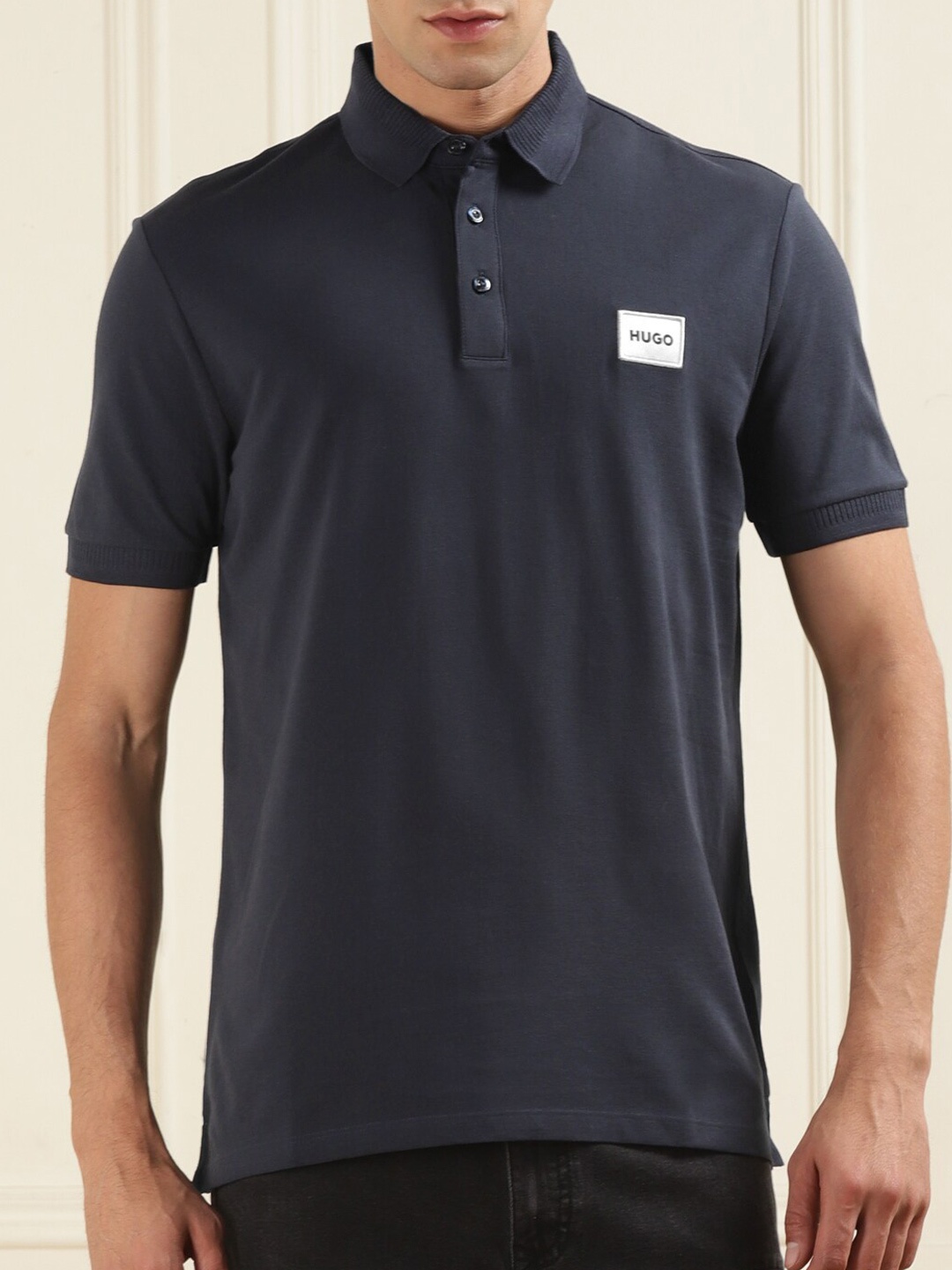 

HUGO Polo Collar Cotton T-shirt, Blue