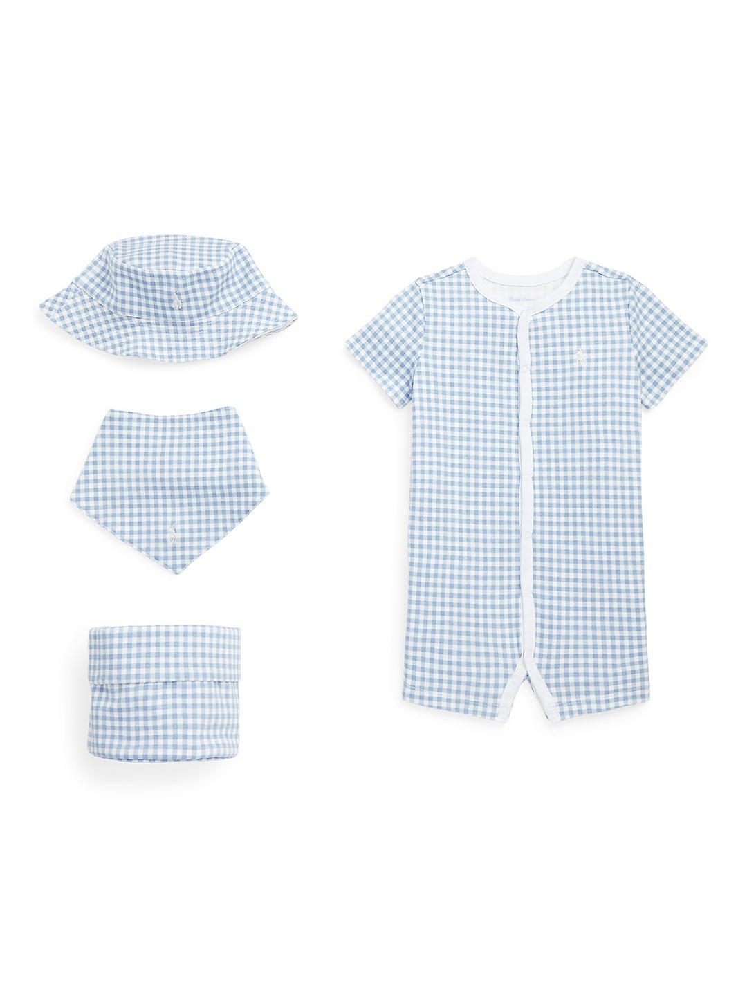 

Polo Ralph Lauren Infants Boys Set Of 4 Checked Pure Cotton Interlock Apparel Gift Set, White