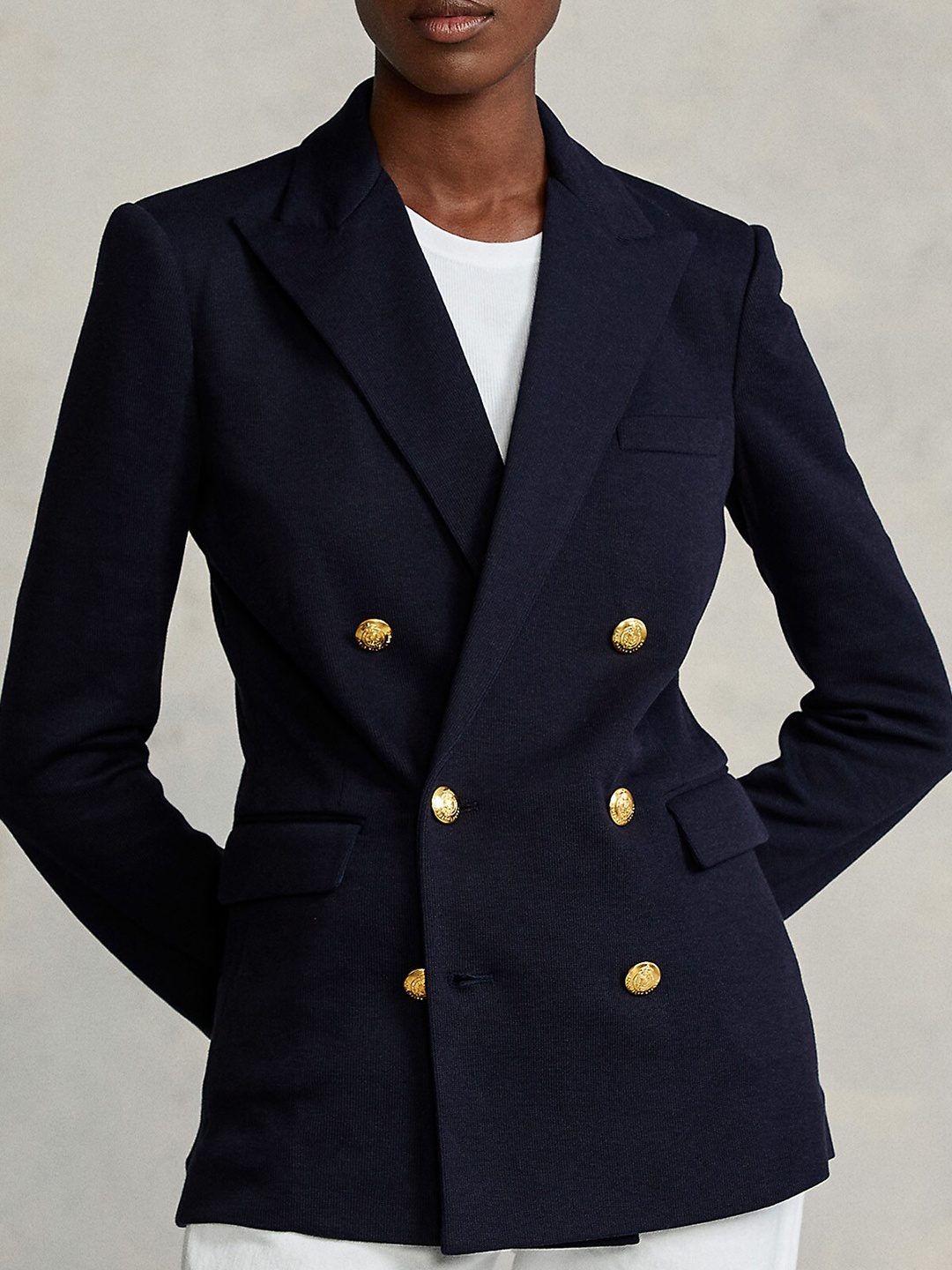 

Polo Ralph Lauren Women Notched Lapel Double-Breasted Casual Blazer, Navy blue