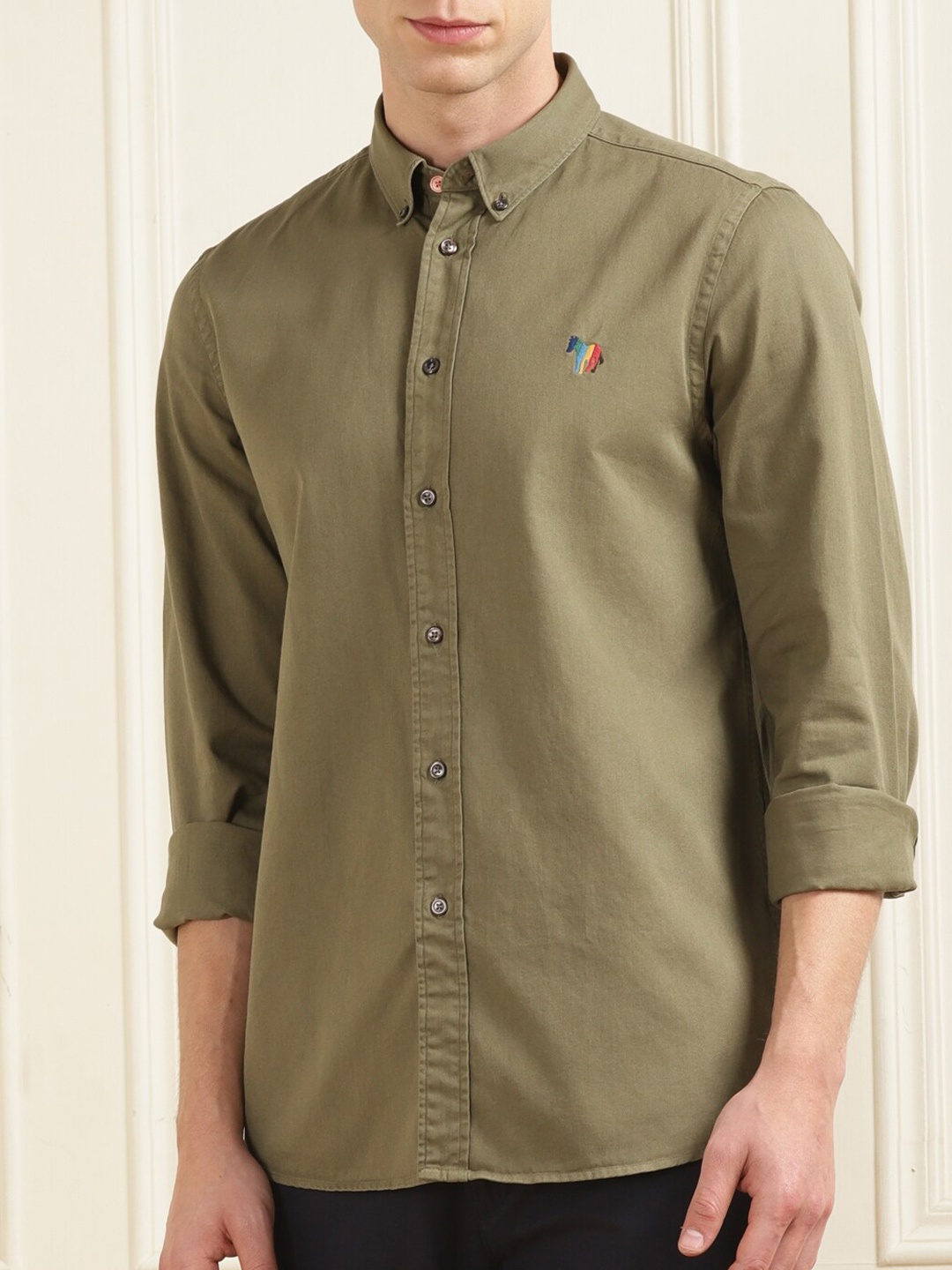 

PS By Paul Smith Button-Down Collar Cotton Casual Shirt, Olive