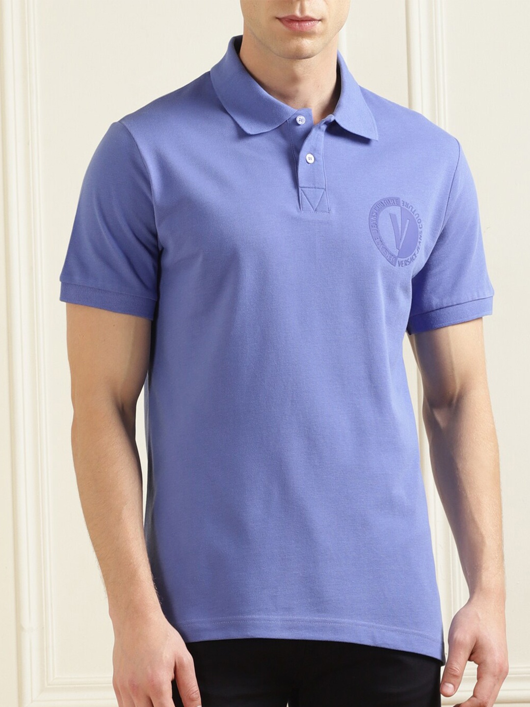 

Versace Jeans Couture Polo Collar High Fashion Pure Cotton T-shirt, Blue