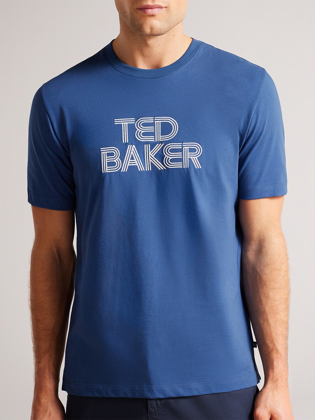 

Ted Baker Typography Round Neck Pure Cotton T-shirt, Blue