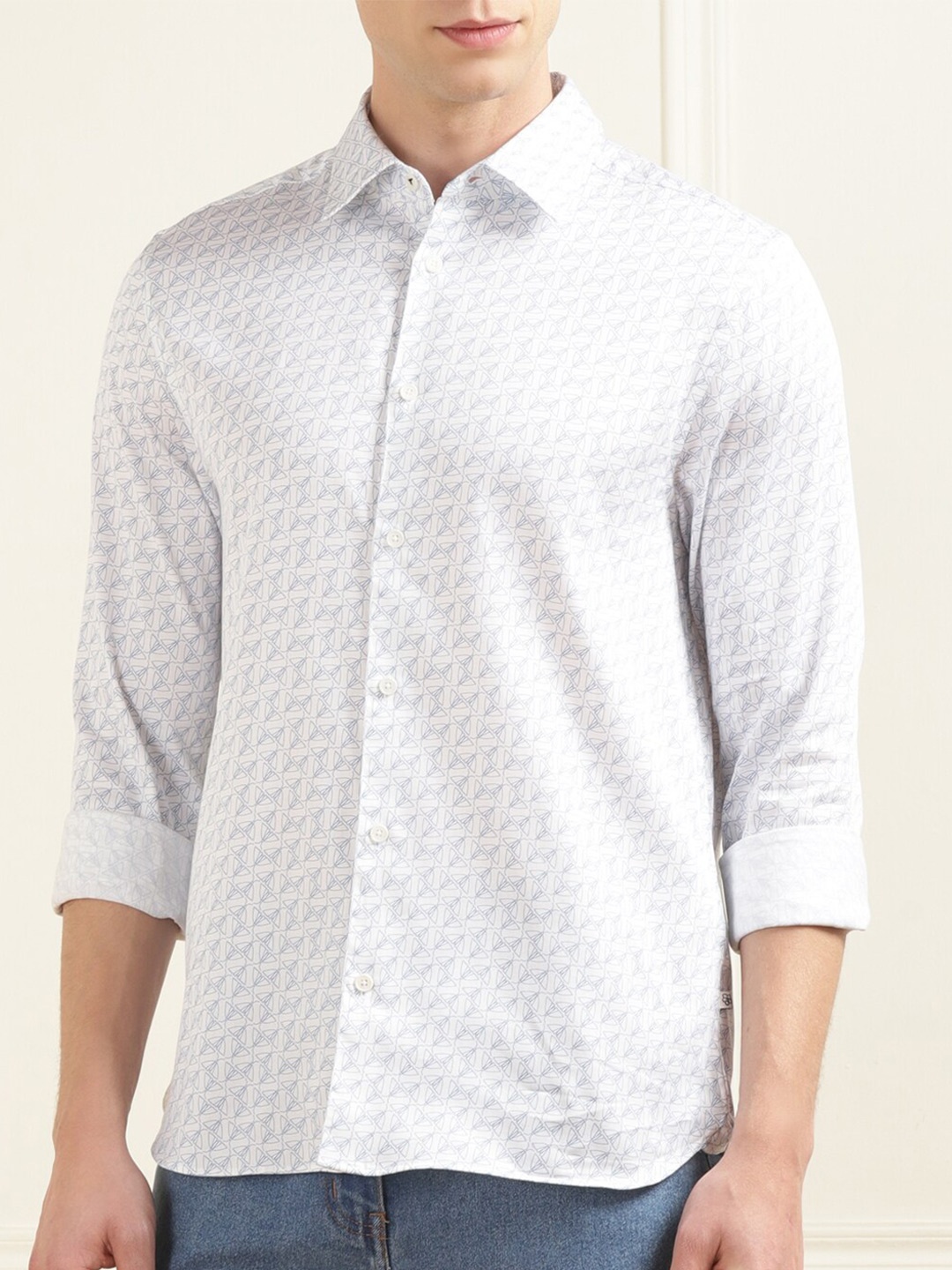 

Ted Baker Geometric Printed Long Sleeves Formal Shirt, Off white