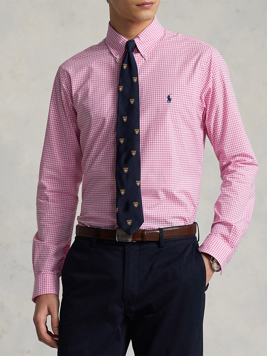 

Polo Ralph Lauren Custom Fit Gingham Checked Cotton Formal Shirt, Pink