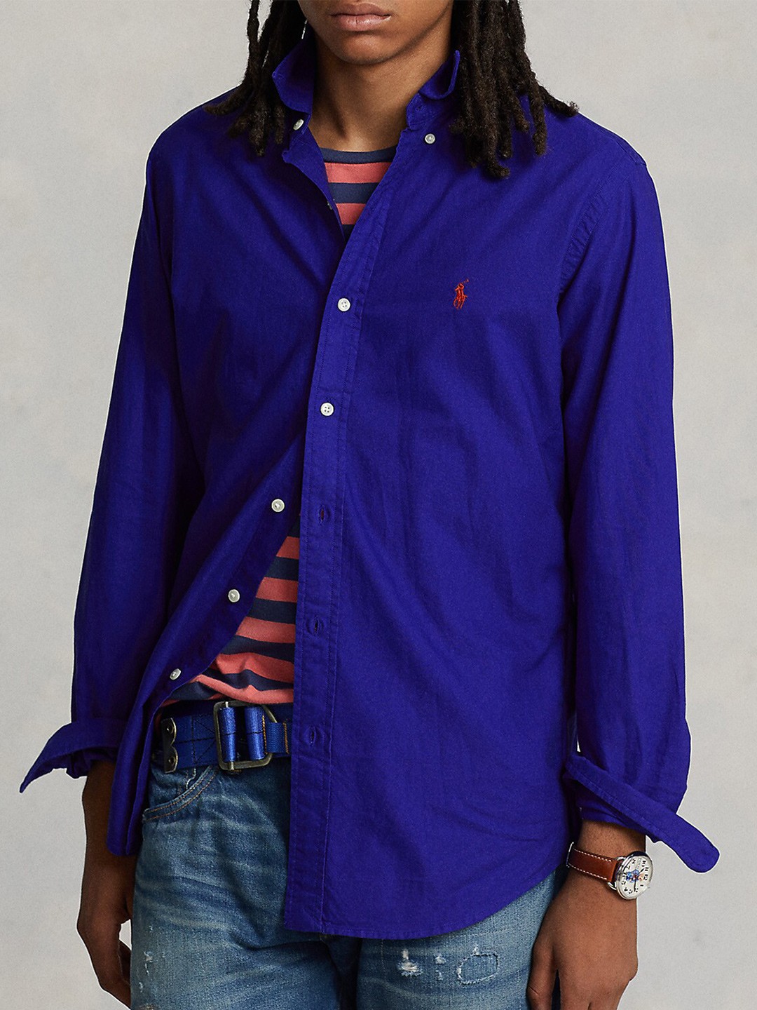 

Polo Ralph Lauren Spread Collar Cotton Casual Oxford Shirt, Blue