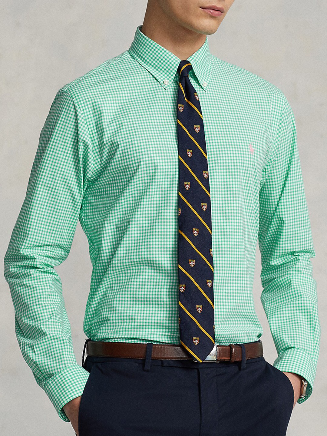 

Polo Ralph Lauren Custom Fit Gingham Checked Cotton Formal Shirt, Green