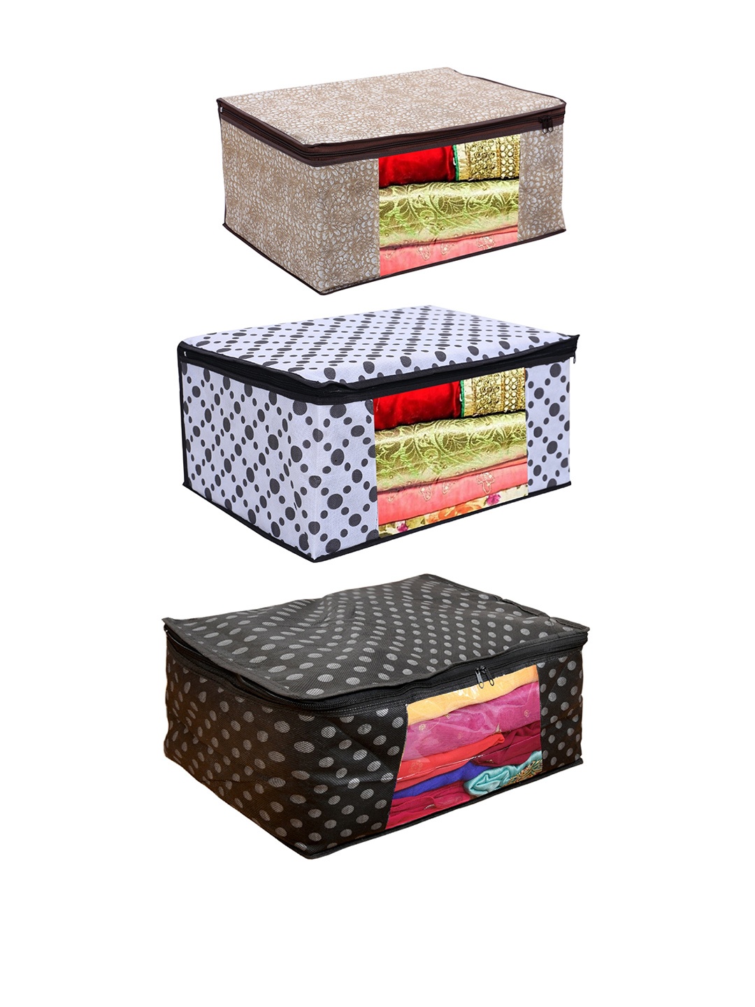 

Home Fresh Brown & White 3 Pieces Printed Multi-Utility Organisers