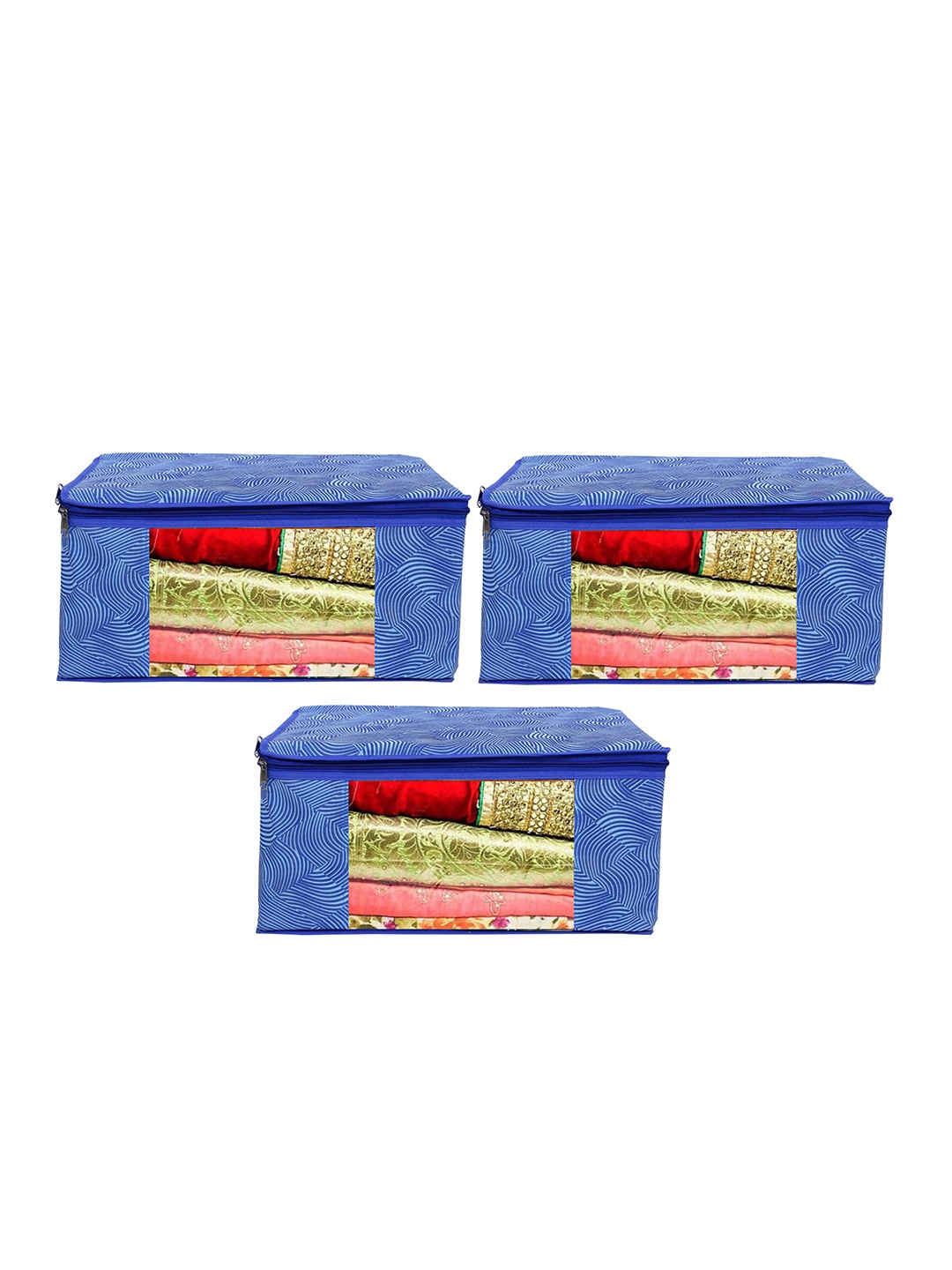 

Home Fresh Blue 3 Pieces Lehriya Printed Multi-Utility Organisers