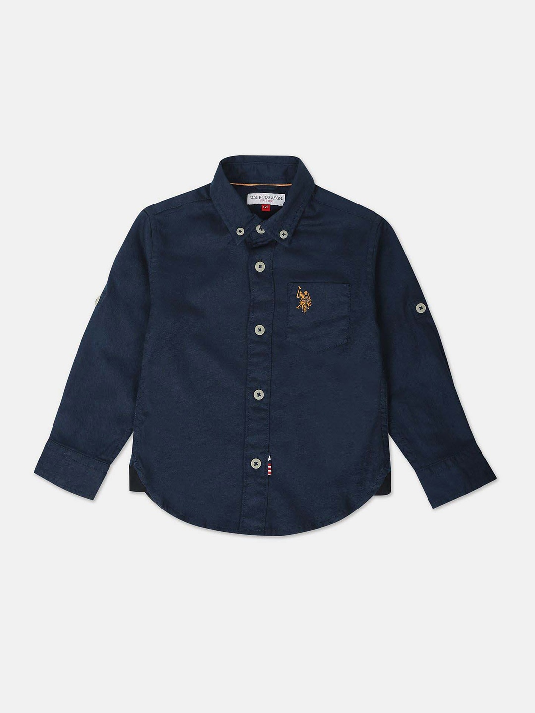 

U.S. Polo Assn. Kids Boys Button Down Collar Pure Cotton Casual Shirt, Navy blue