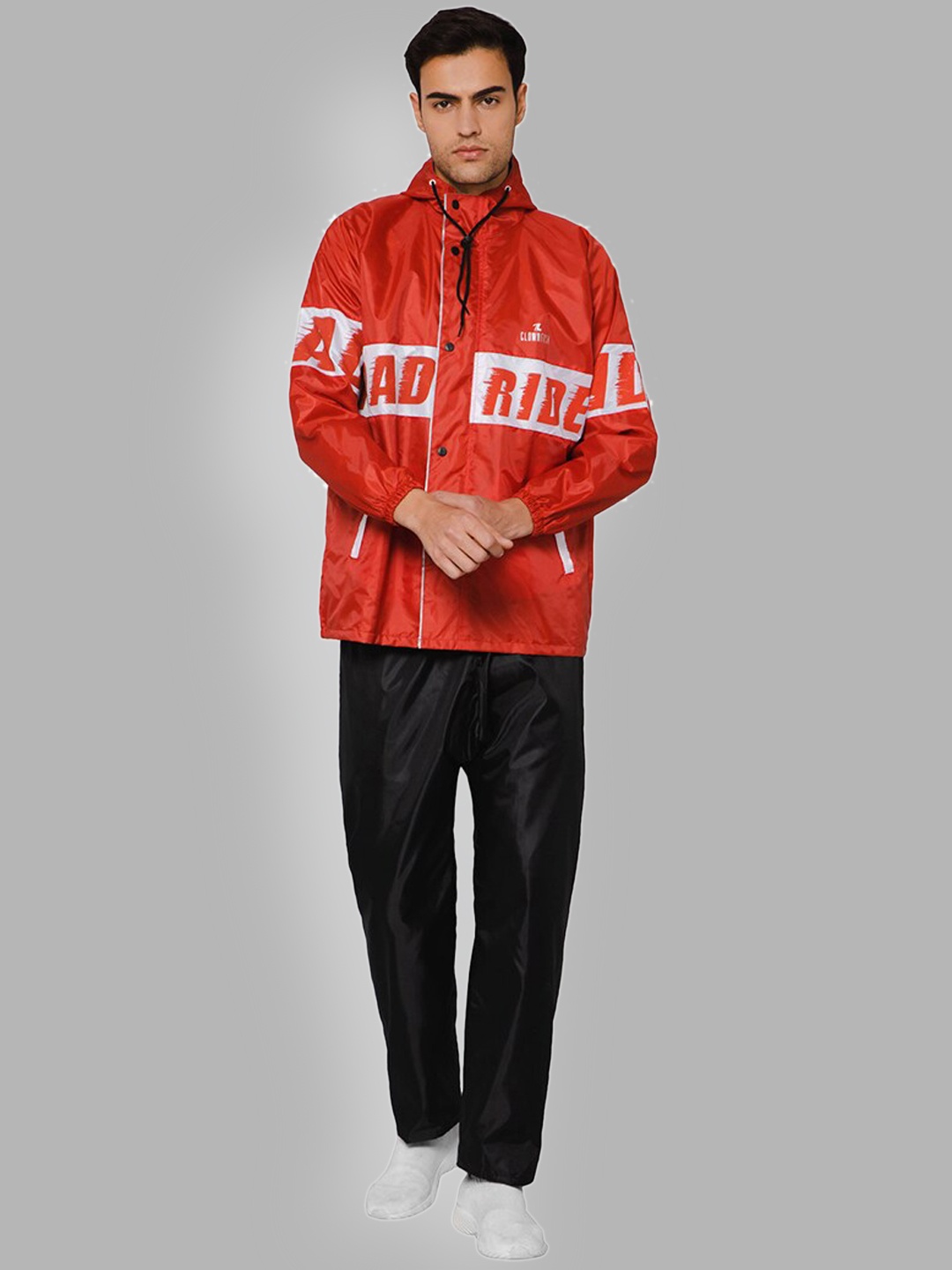 

THE CLOWNFISH Men Printed Waterproof Reversible Double Coating Rain Suit, Red