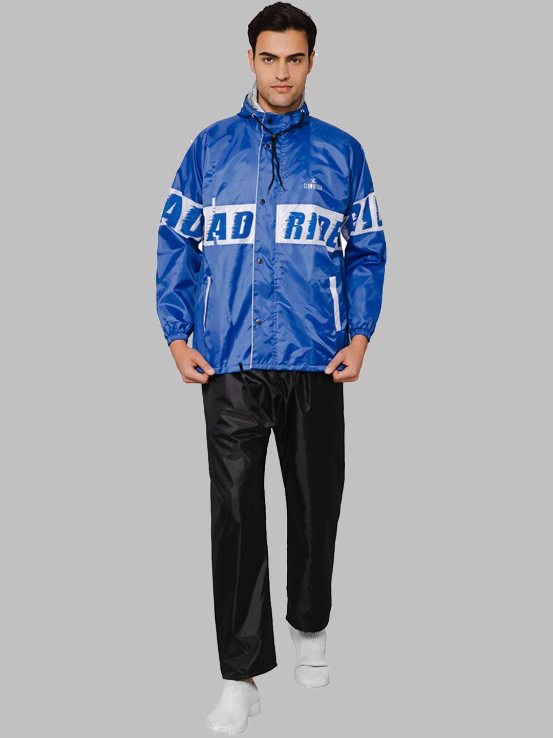 

THE CLOWNFISH Road Rider Printed Reversible Waterproof Double Coating Rain Suit, Blue