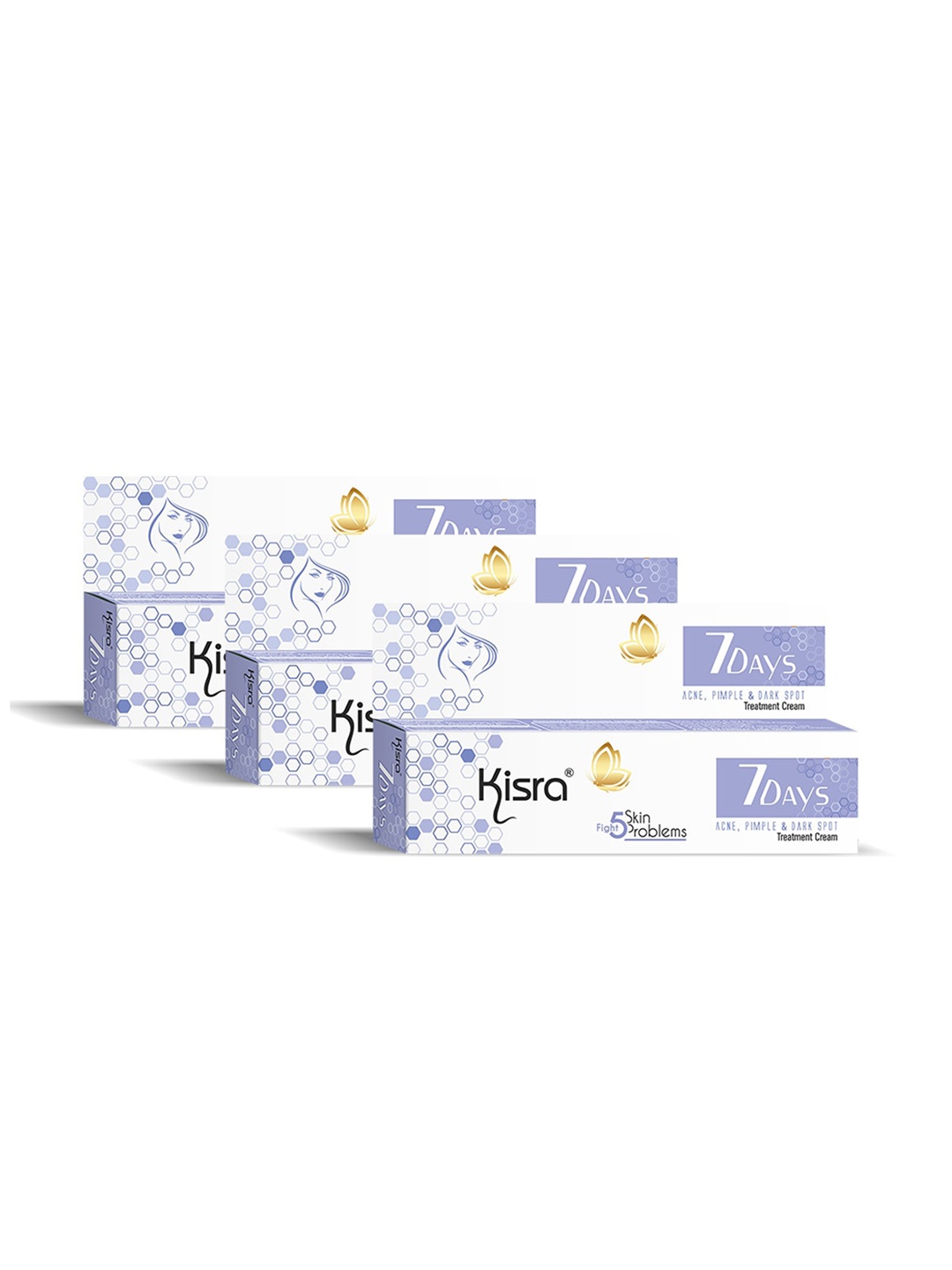 

KISRA Set of 3 Fight 5-Skin Problems 7-Days Treatment Cream - 15 g each, White