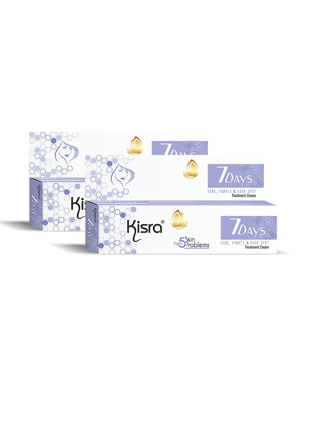 

KISRA 7Days Set Of 2 Acne Pimples & Dark Spot Treatment Cream - 15gm Each, White