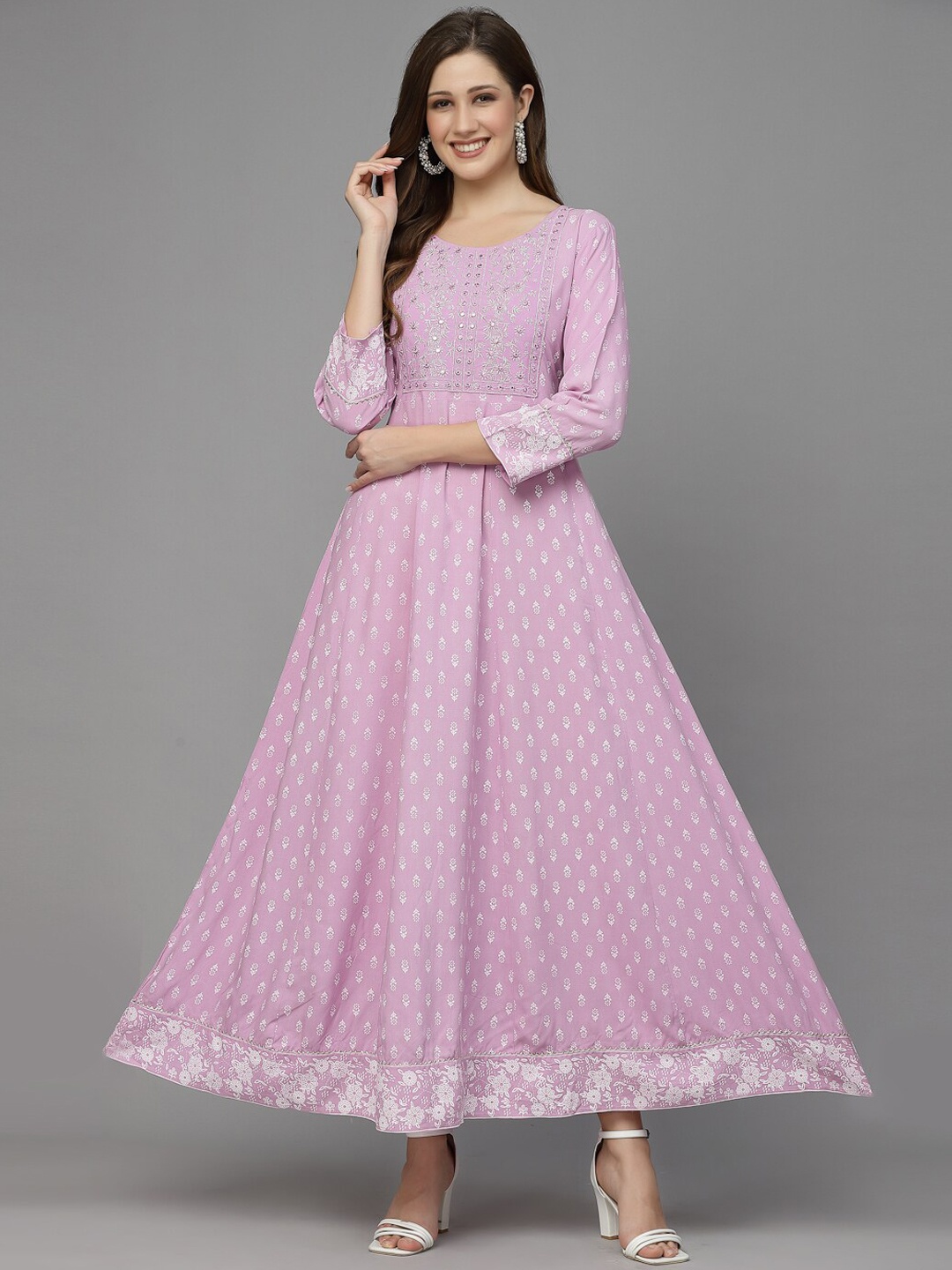 

Stylum Ethnic Motifs Printed Fit & Flare Ethnic Dress, Lavender