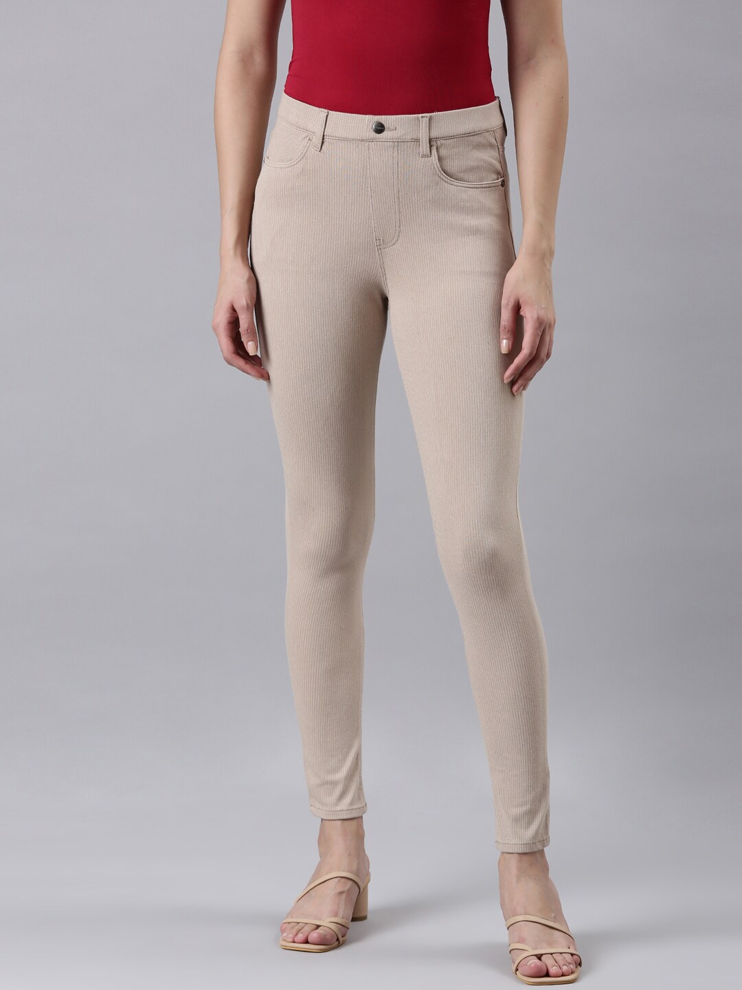 

Go Colors Women Super Stretch Slim Fit Jeggings, Beige