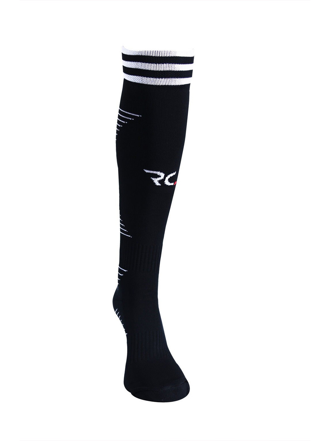 

RC. ROYAL CLASS Men Striped Football Knee-Length Cushioned Socks, Black