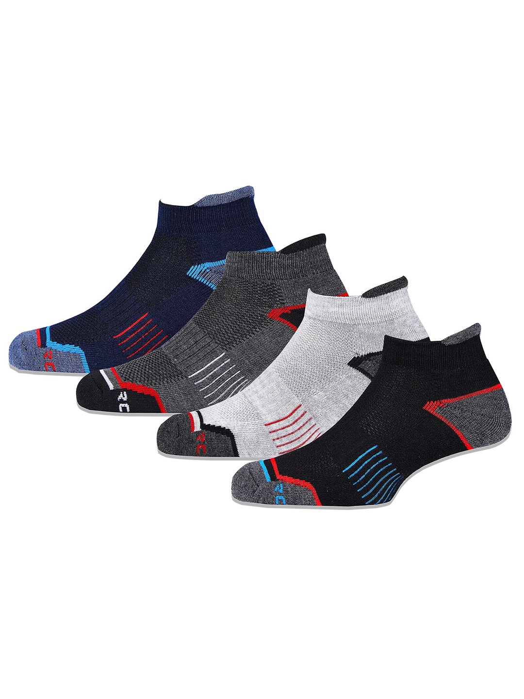 

RC. ROYAL CLASS Men Pack Of 4 Patterned Ankle-Length Cotton Socks, Black
