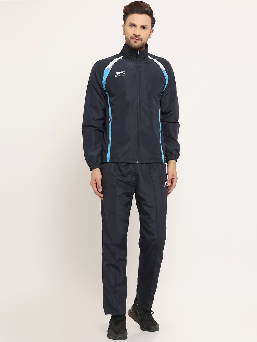 

Shiv Naresh Men Colorblocked Tracksuits, Navy blue