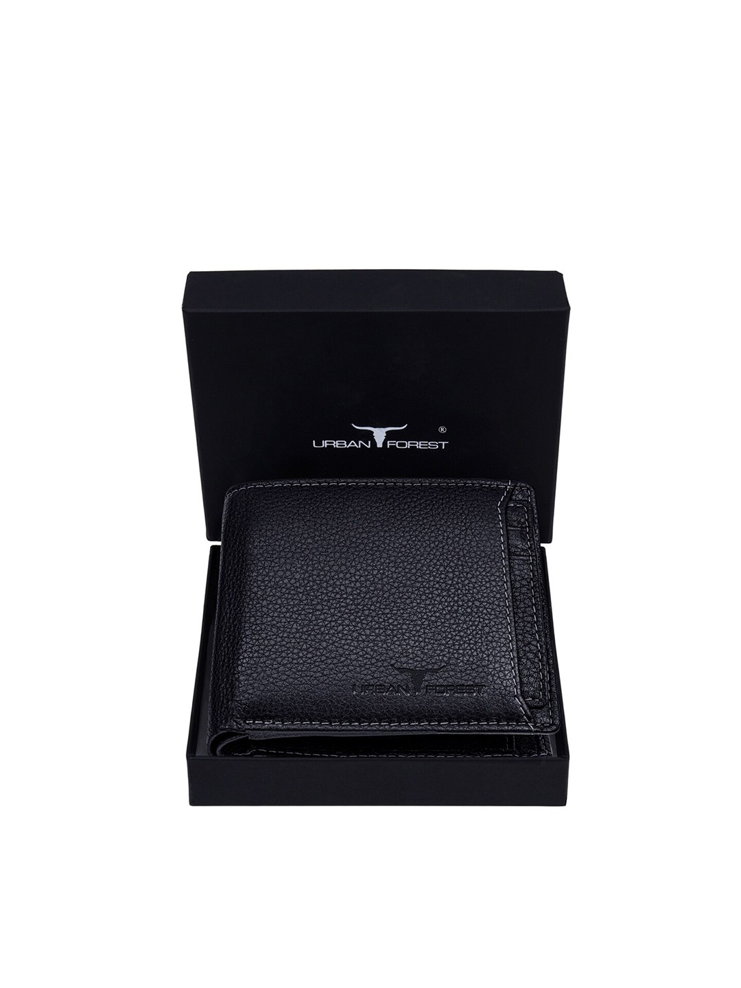 

URBAN FOREST Men Leather Two Fold Wallet with SD Card Holder, Black