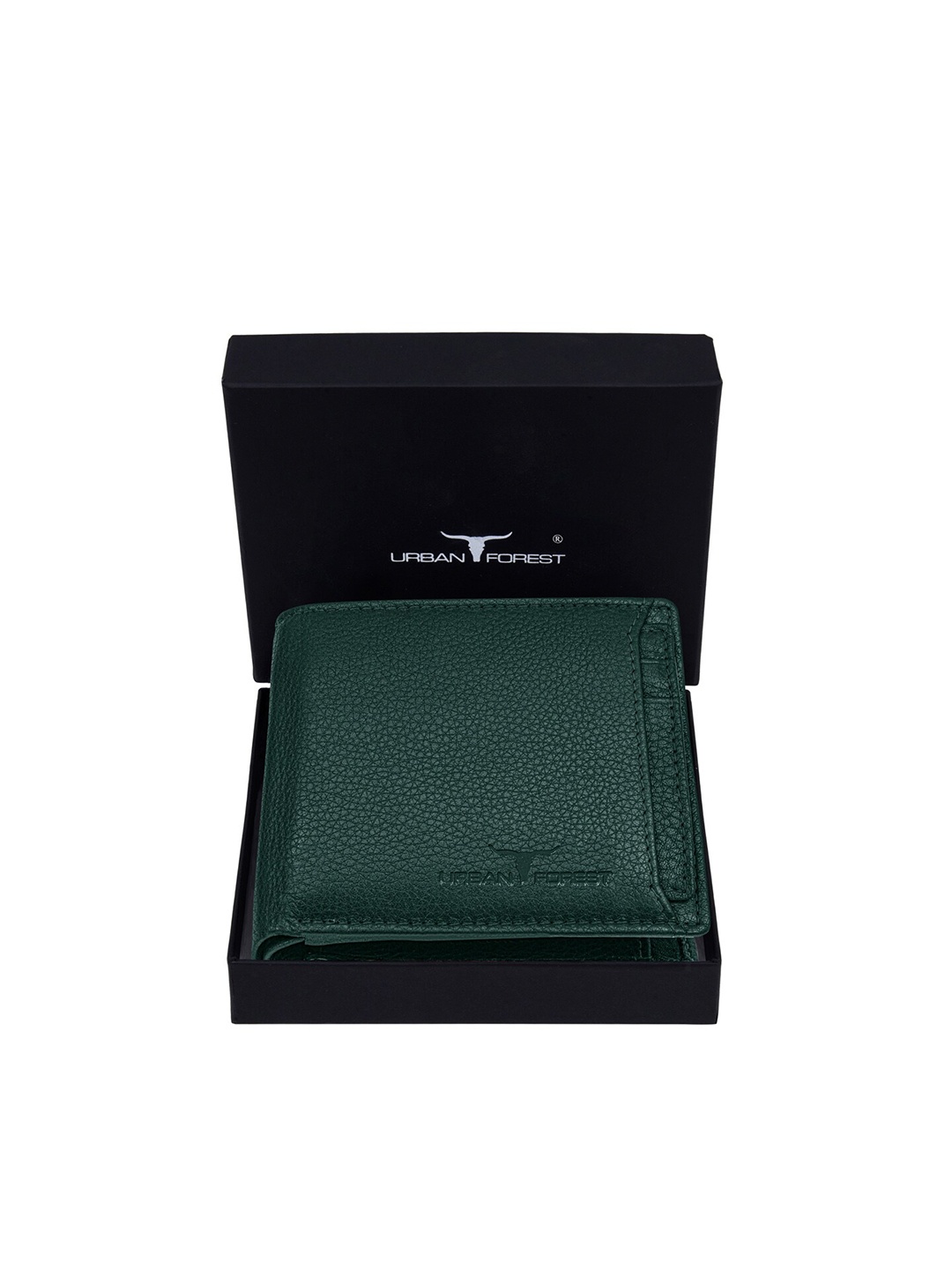 

URBAN FOREST Men Green Leather Two Fold Wallet