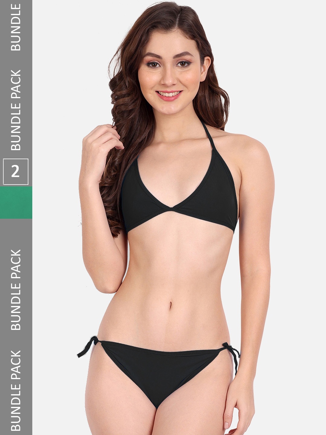 

FIMS Pack Of 2 Breathable Bikini Lingerie Set, Black