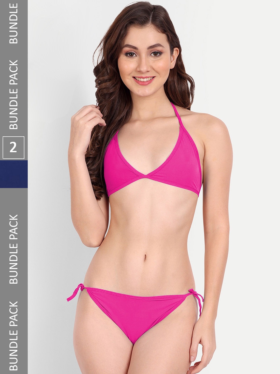 

FIMS Pack Of 2 Non-Padded Breathable Bikini Lingerie Set, Pink