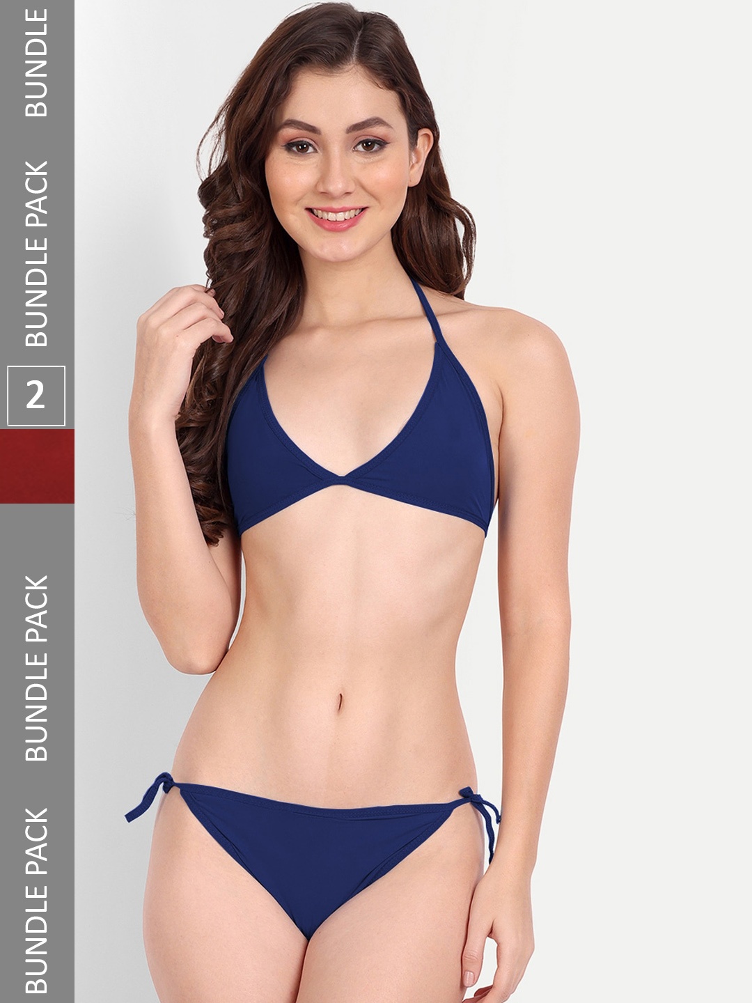 

FIMS Pack Of 2 Breathable Bikini Lingerie Set, Navy blue