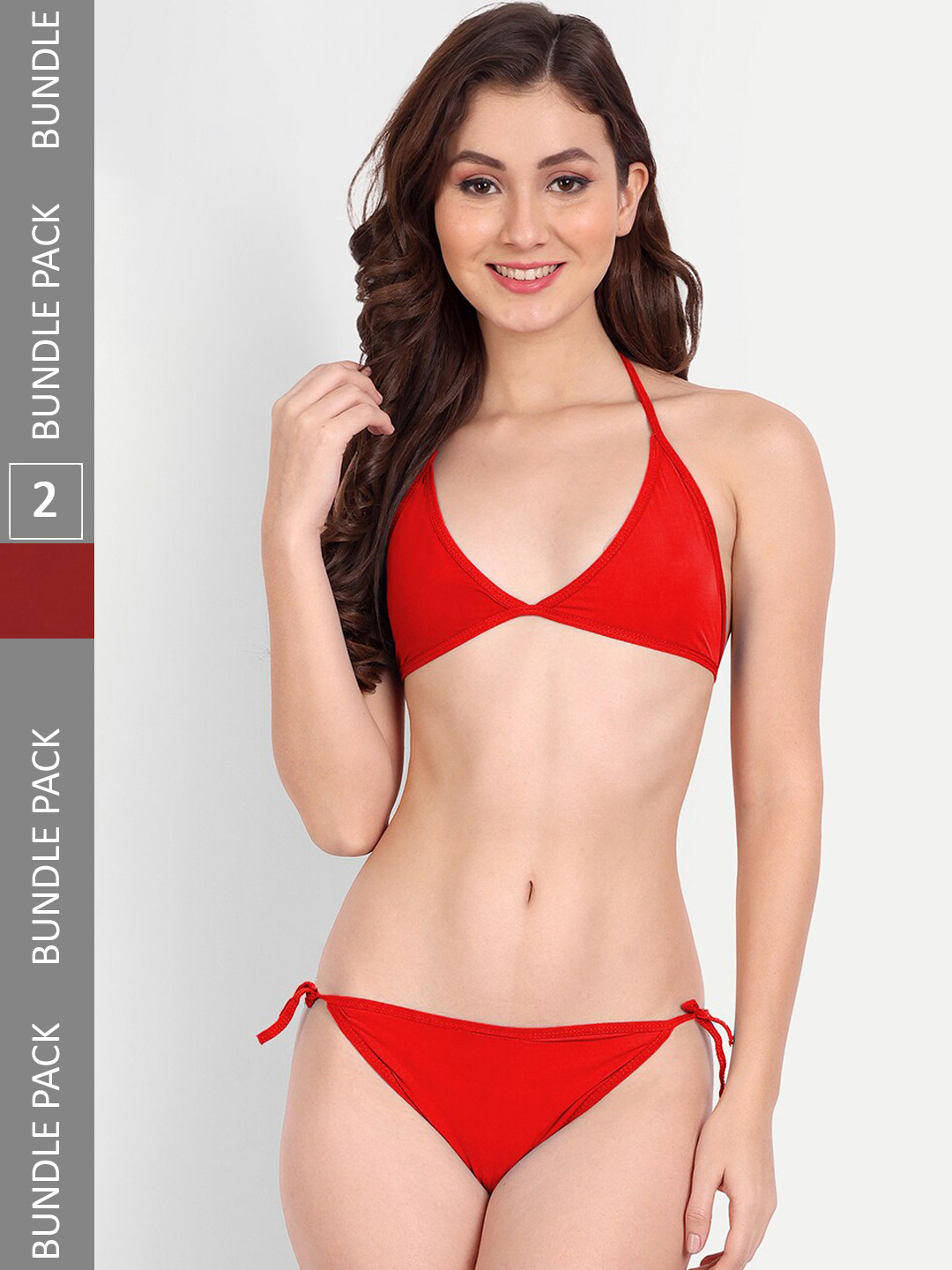 

FIMS Pack Of 2 Breathable Bikini Lingerie Set, Red
