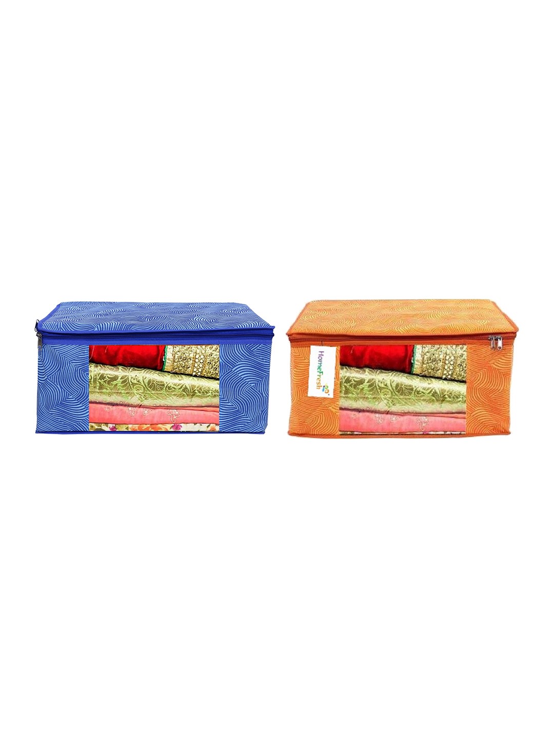 

Home Fresh Blue & Orange-Coloured 2 Pieces Leheriya Printed Multi-Utility Organisers