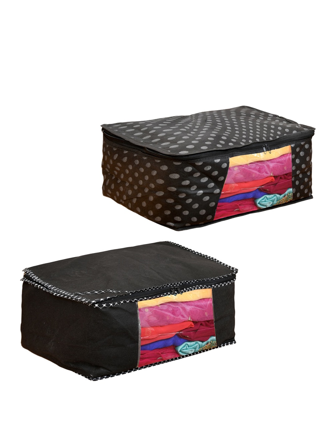 

Home Fresh Black & White 2 Pieces Polka Dot Printed Canvas Multi Utility Organisers