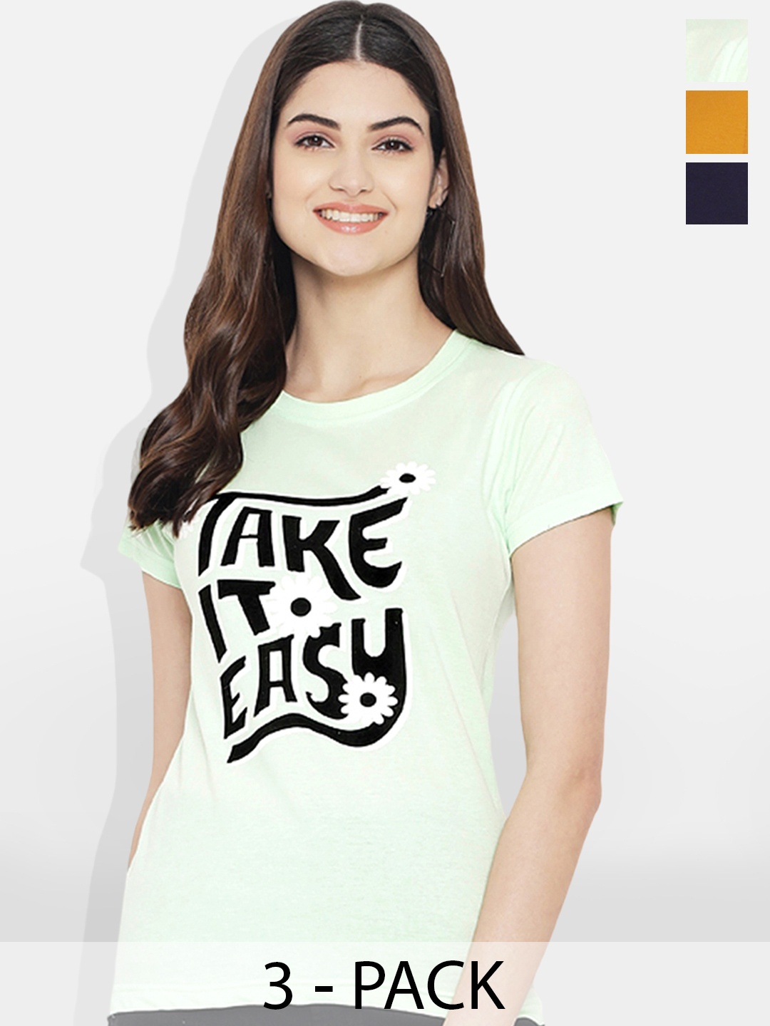 

Fabflee Women Multicoloured 4 Printed T-shirt, Multi