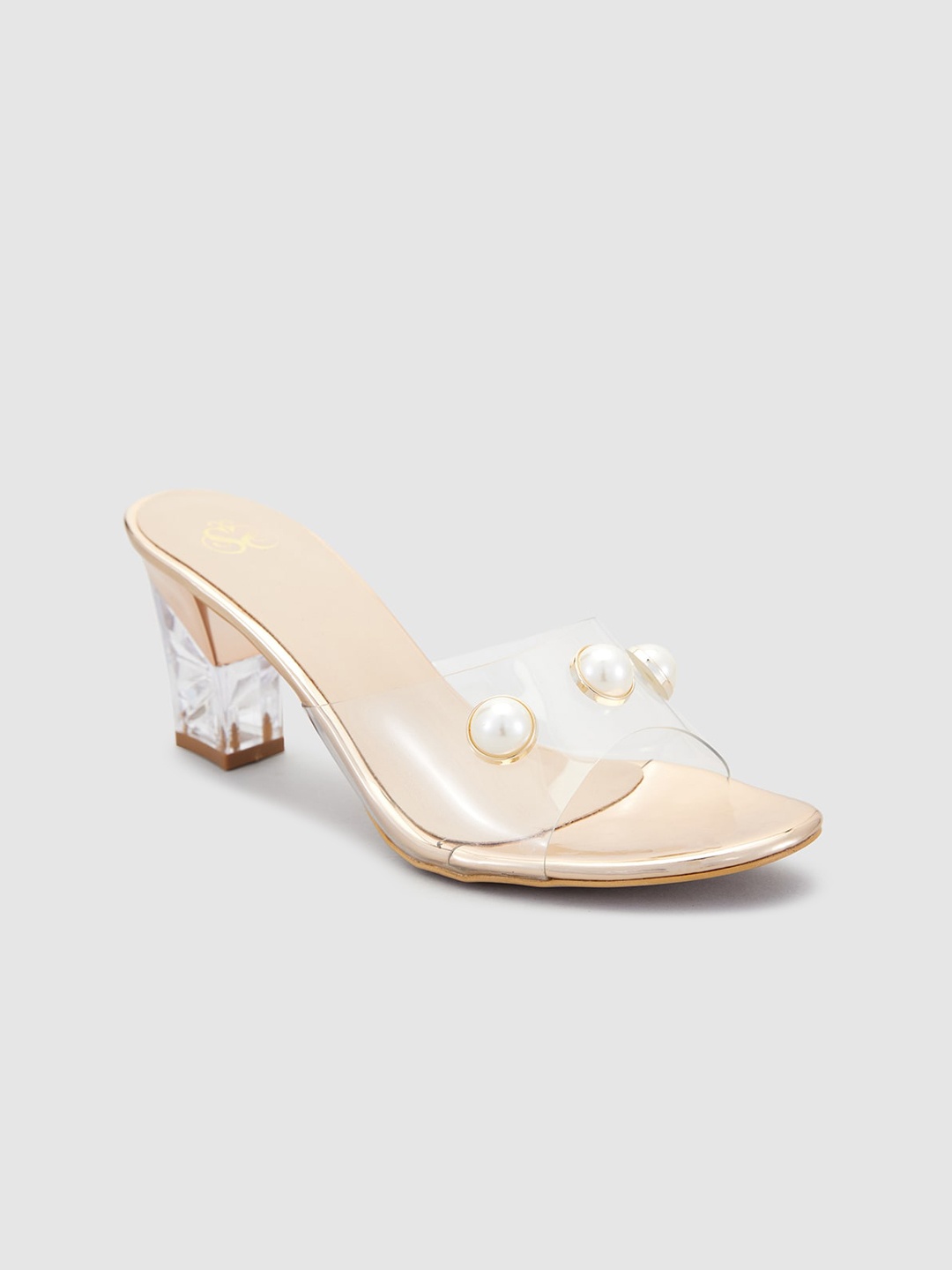 

Sole To Soul Open Toe Embellished Block Heels, Champagne