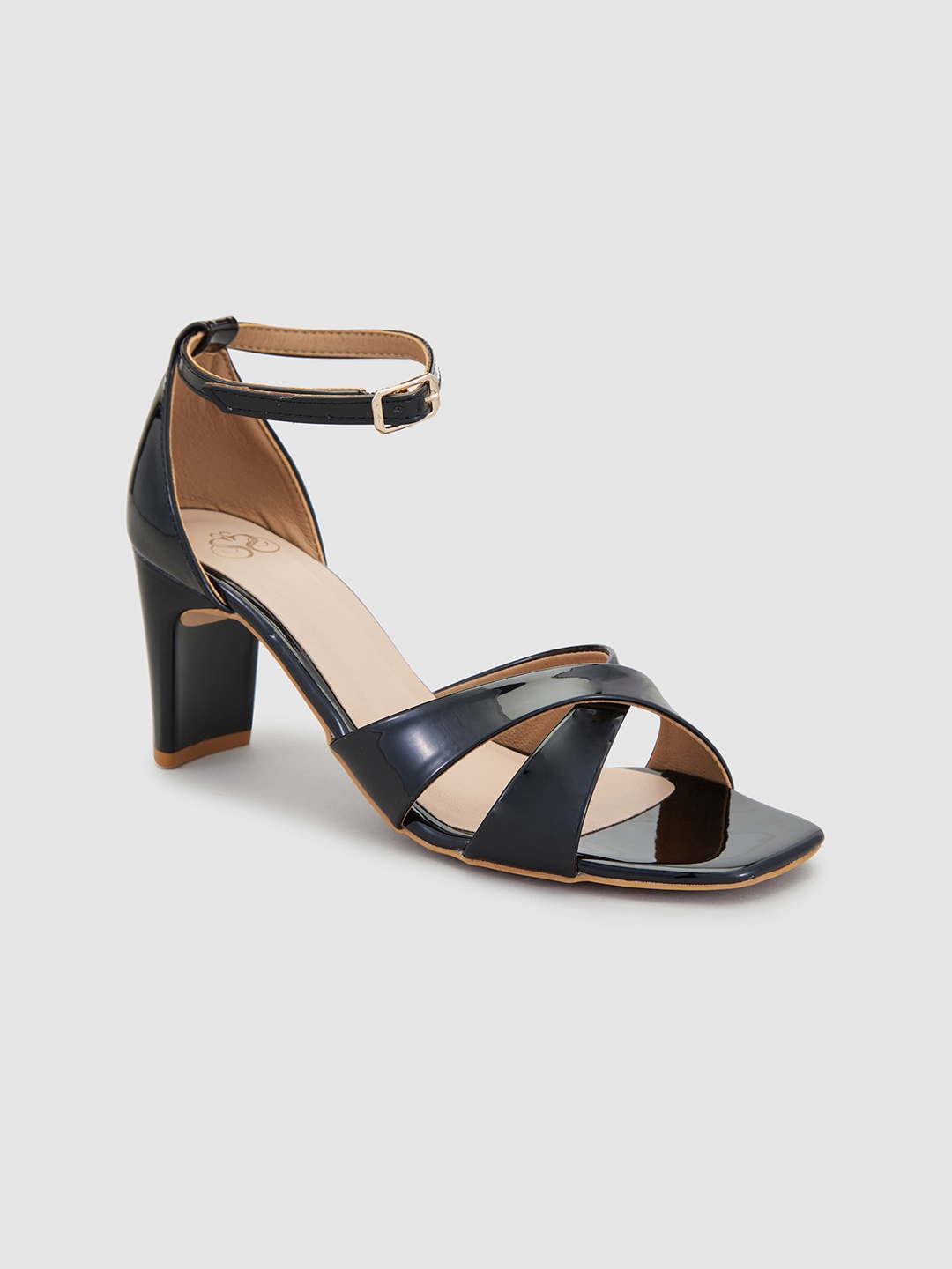

Sole To Soul Cross Strap Ankle Looped Block Heels, Black