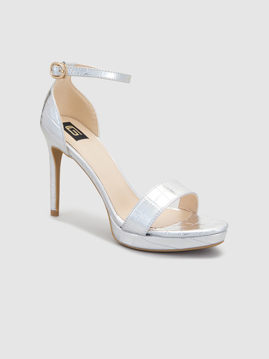 

Sole To Soul Textured Mid-Top Stiletto Heels, Silver