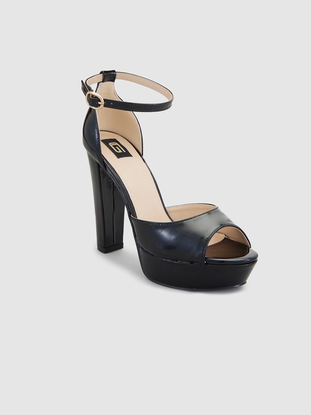 

Sole To Soul Platform Heel Peep Toes With Ankle Loop, Black