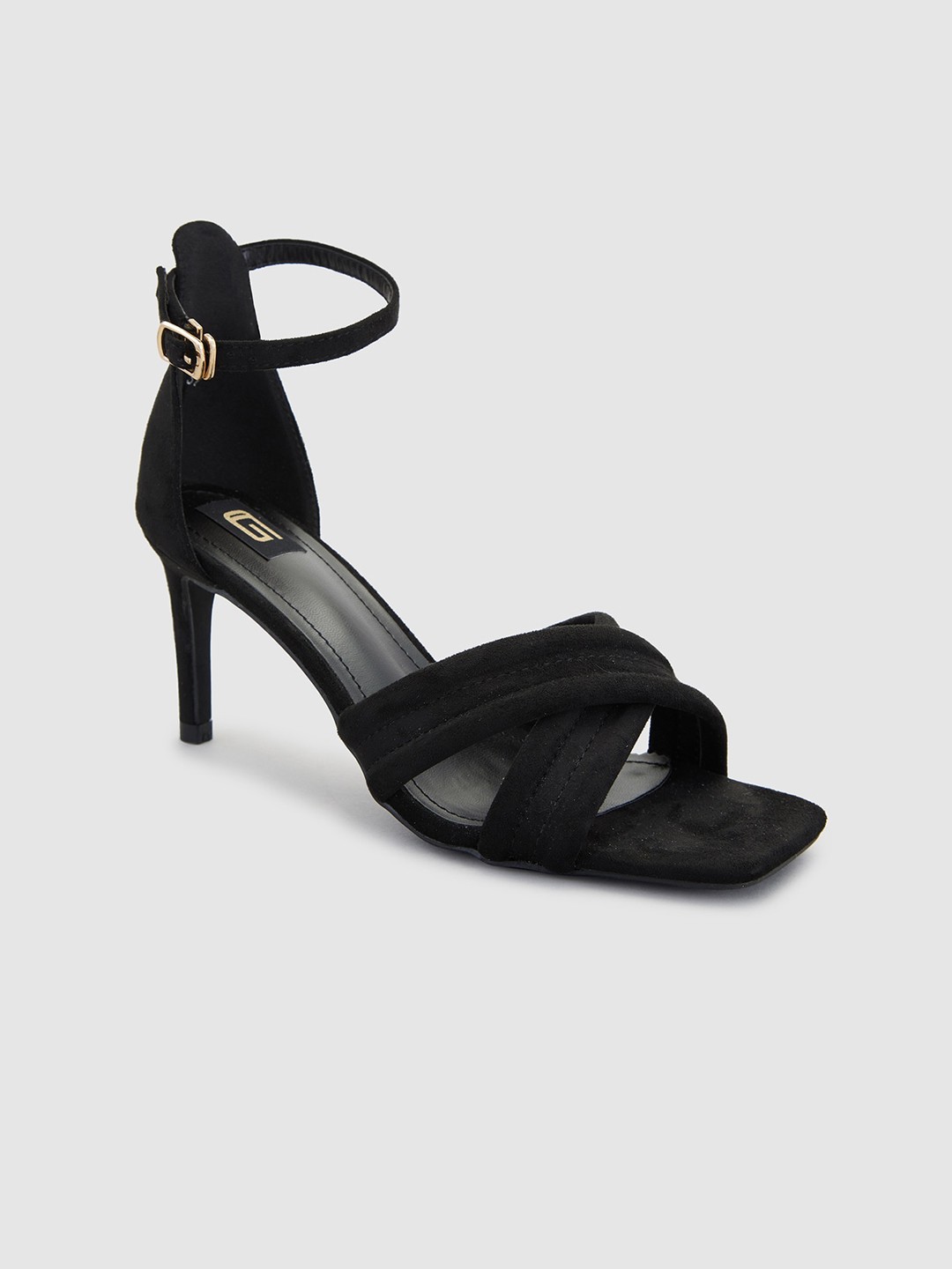 

Sole To Soul Cross Strap Ankle Looped Slim Heels, Black