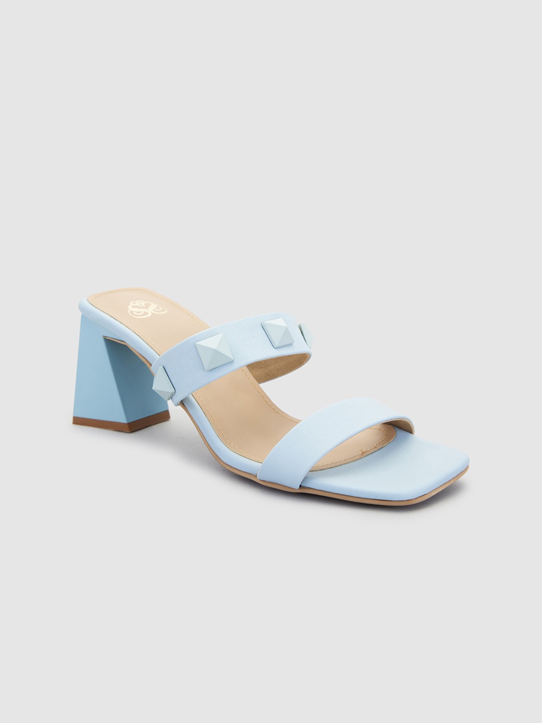 

Sole To Soul Open Toe Embellished Block Heels, Turquoise blue
