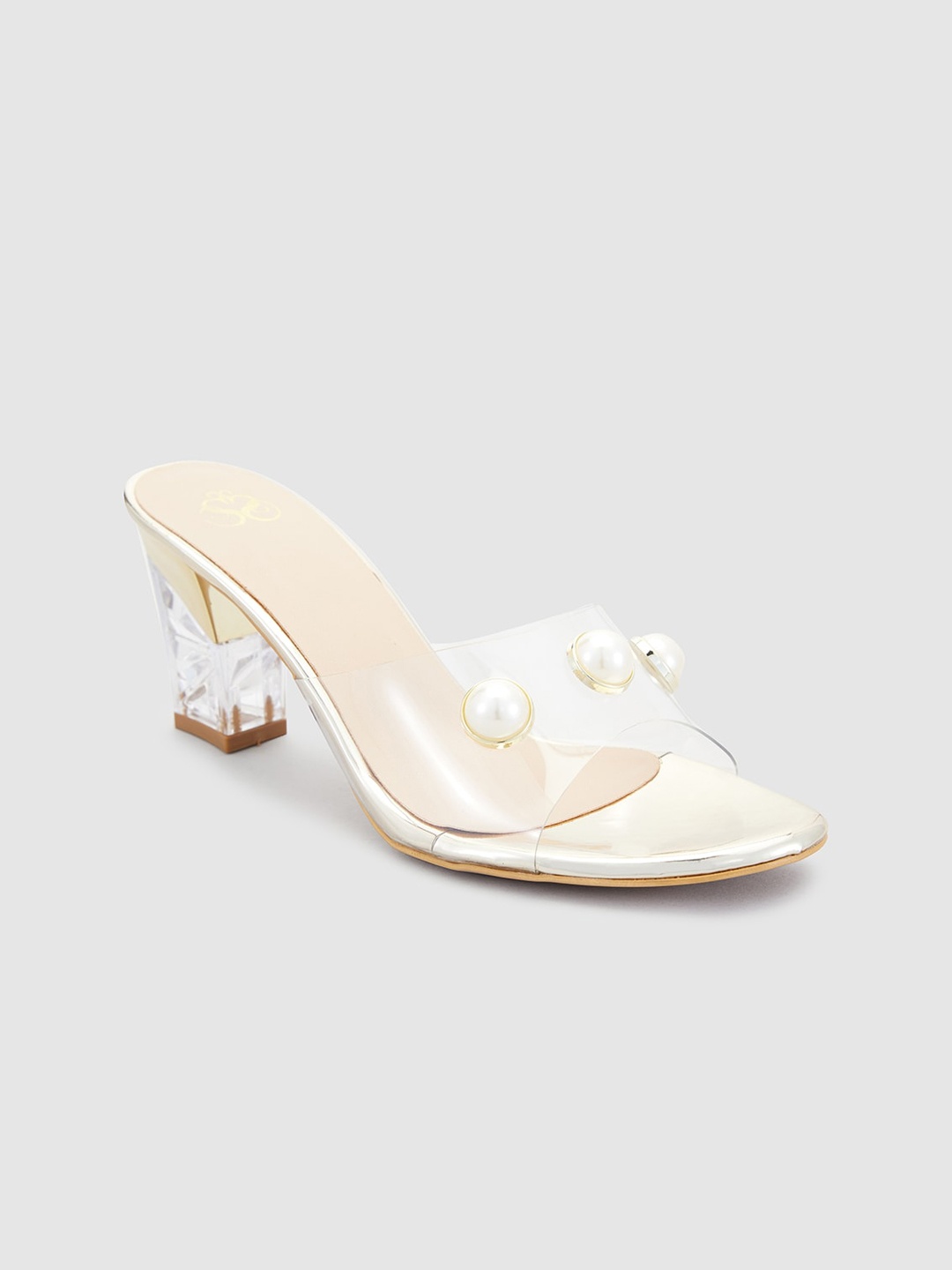 

Sole To Soul Embellished Open Toe Block Heels, Gold