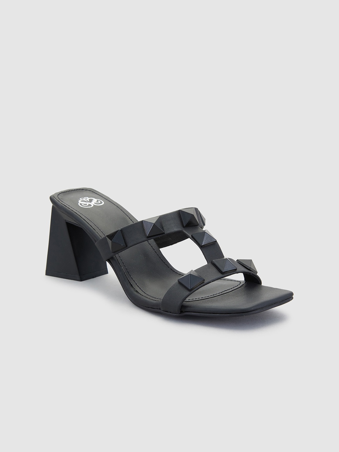 

Sole To Soul Open Toe Embellished Block Heels, Black