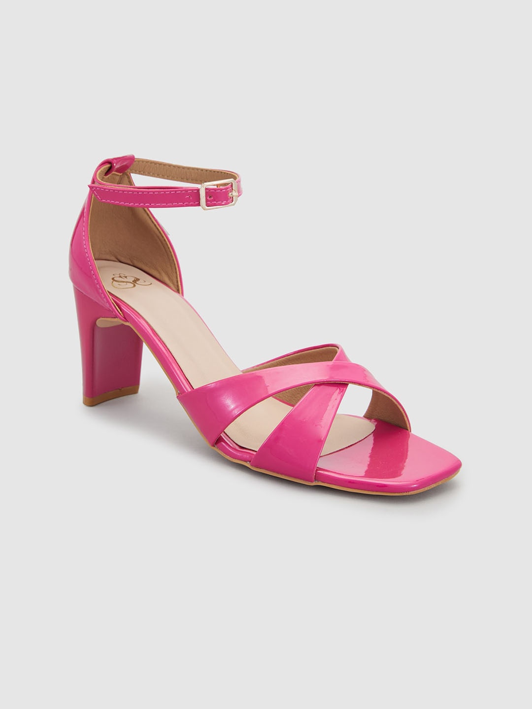 

Sole To Soul Cross Strap Ankle Looped Block Heels, Fuchsia