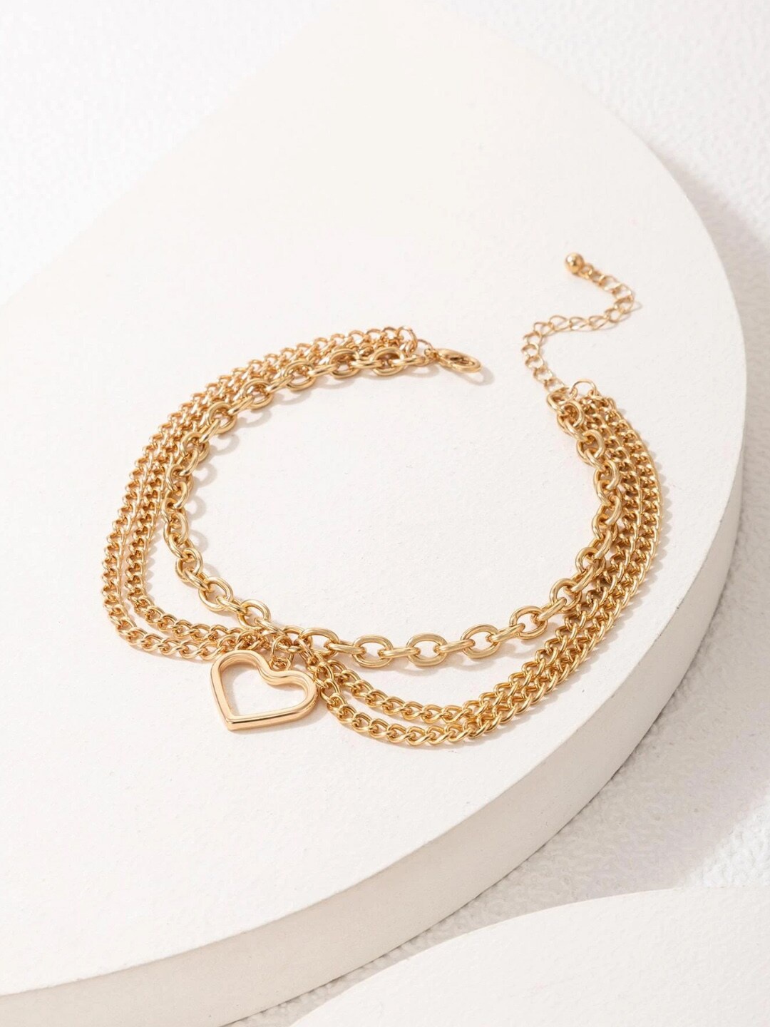

OOMPH Gold-Plated Heart Multi Layer Chain Anklet