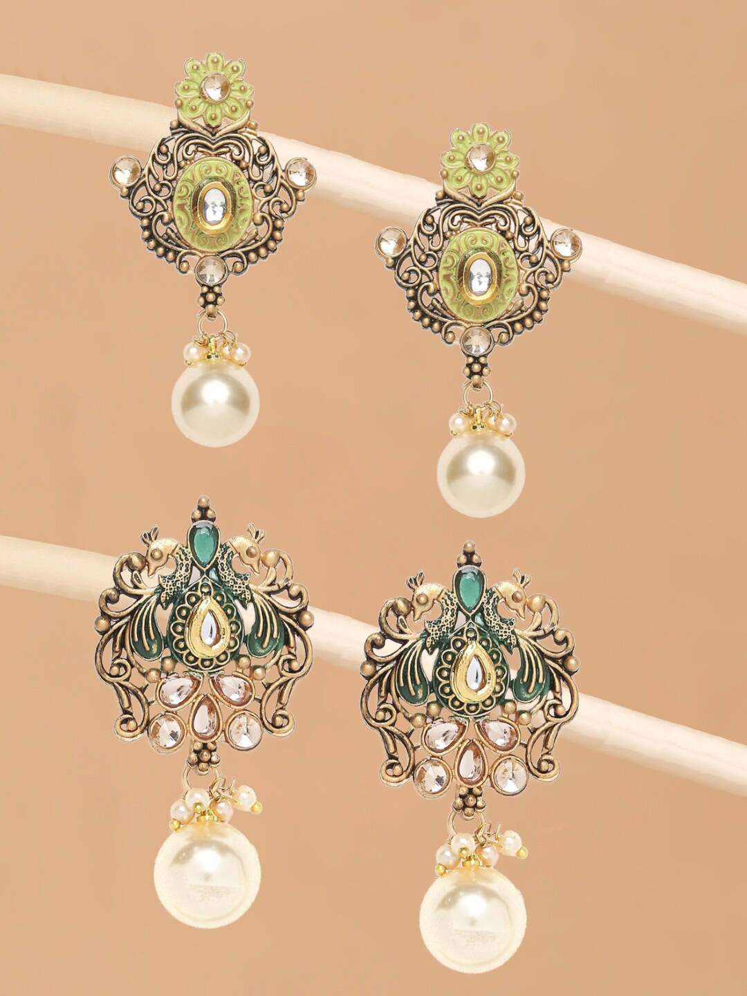 

OOMPH Set Of 2 Gold-Plated Drop Earrings