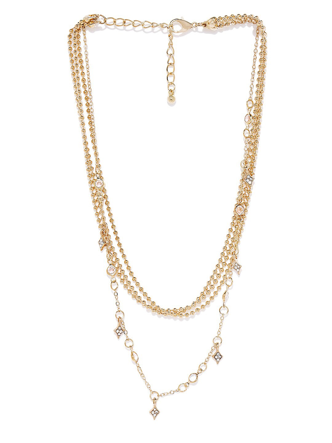 

OOMPH Artificial Stones & Beads Layered Necklace, Gold