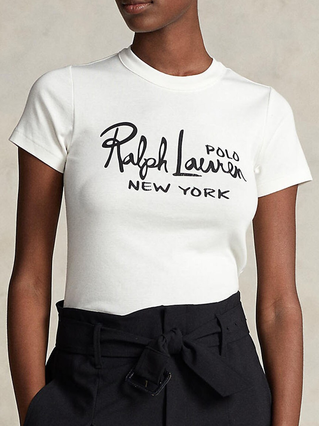 

Polo Ralph Lauren Typography Printed Cotton T-Shirt, Off white