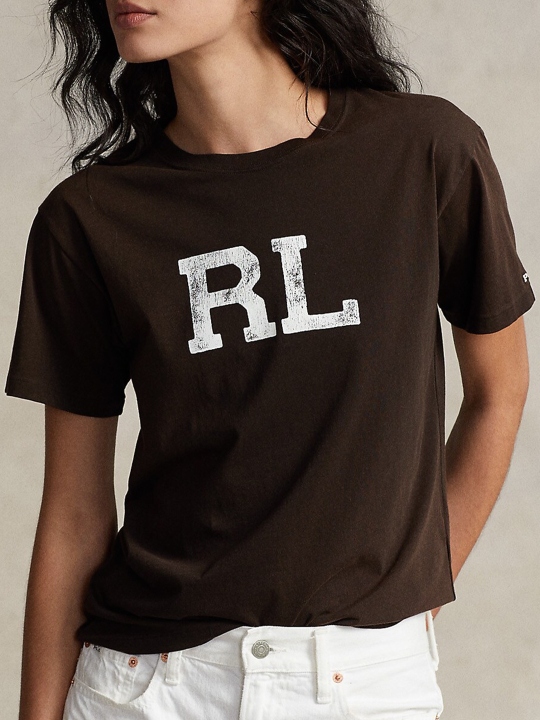 

Polo Ralph Lauren Typography Printed Cotton T-Shirt, Brown