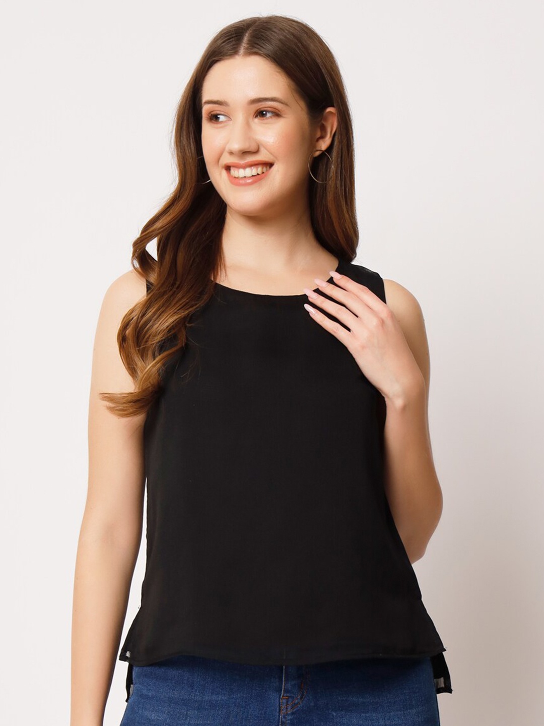 

CHARMGAL Sleeveless Chiffon Top, Black