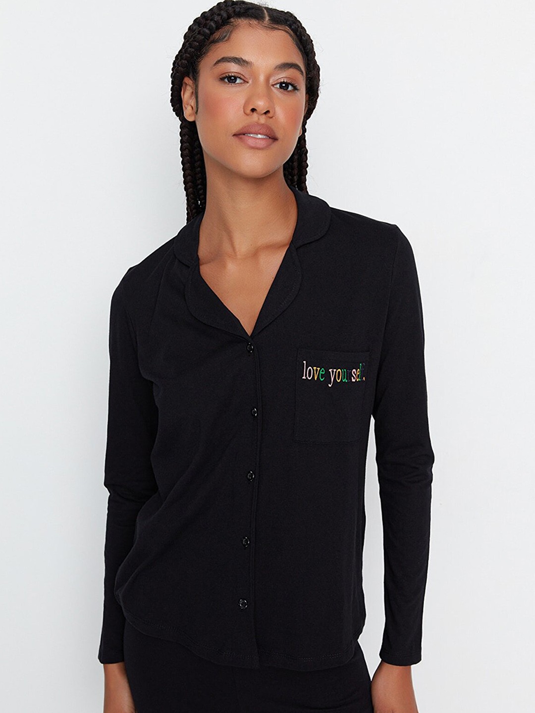 

Trendyol Lapel Collar Night Suit, Black