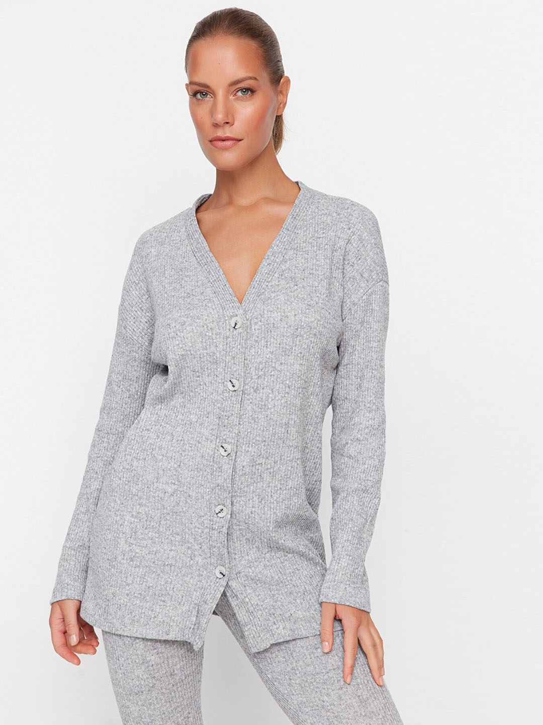 

Trendyol V Neck Night Suit, Grey
