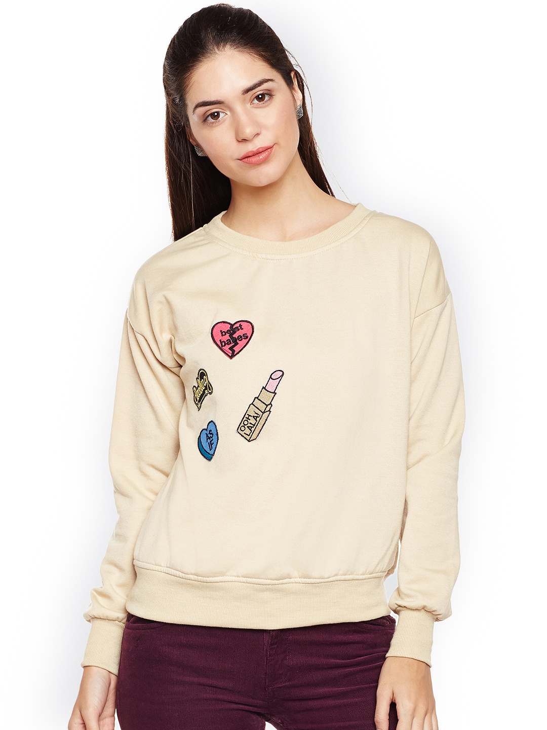 

Belle Fille Women Nude-Coloured Solid Sweatshirt