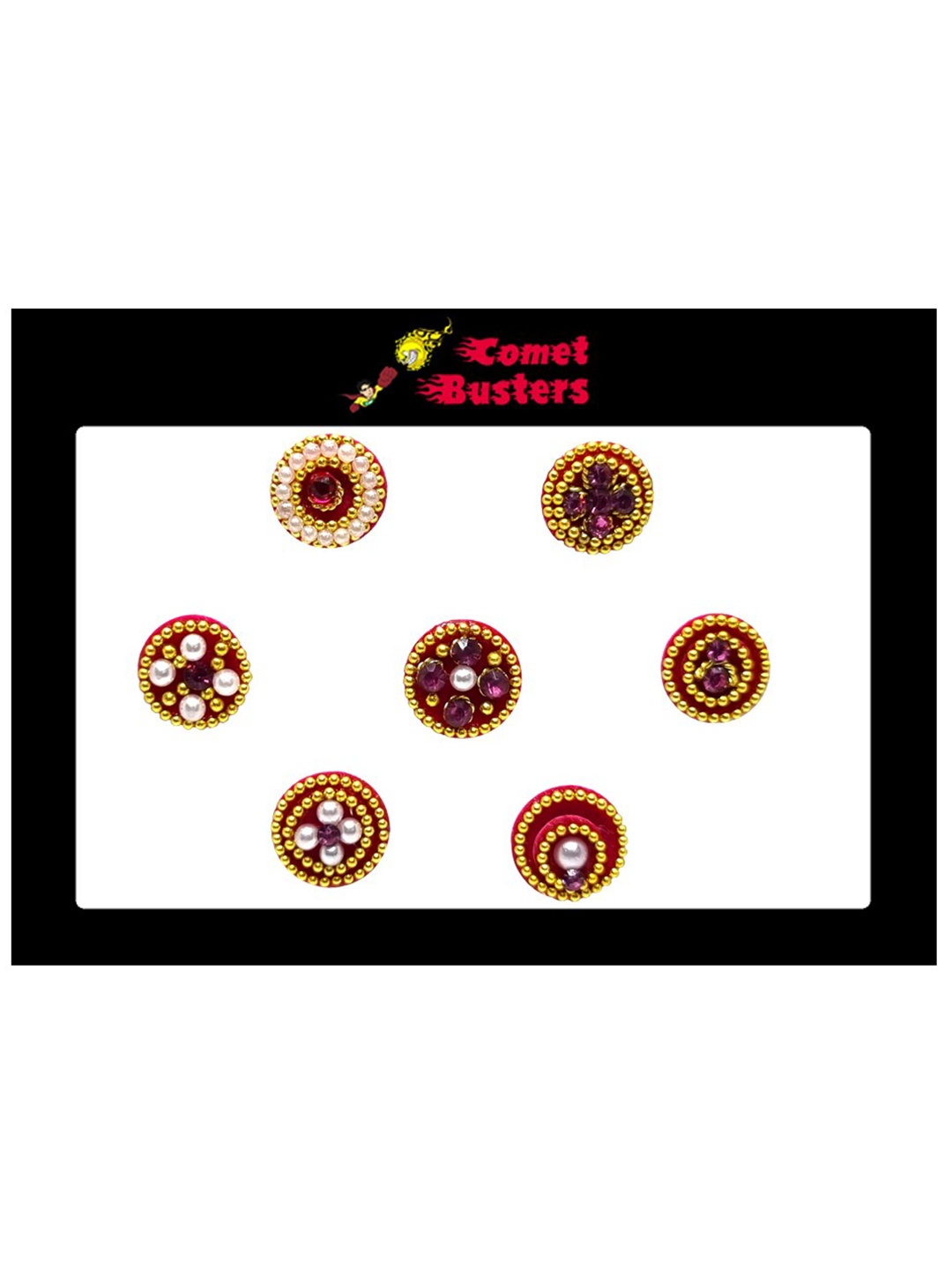 

Comet Busters Circular Handcrafted Beautiful Traditional Bindis - 7 Pcs, Maroon